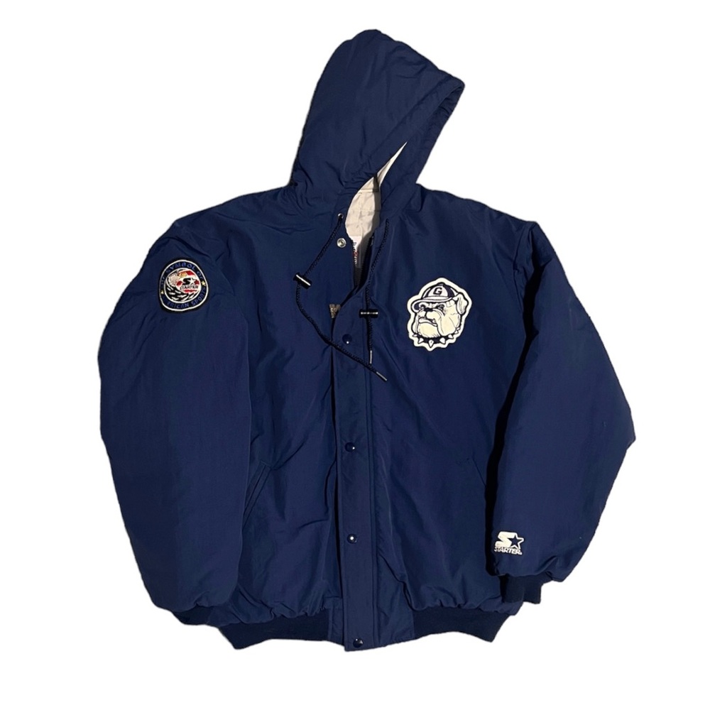 80s 90s HOYAS - GEORGETOWN University Vintage STARTER Jacket - Made in USA - Picture 1 of 7